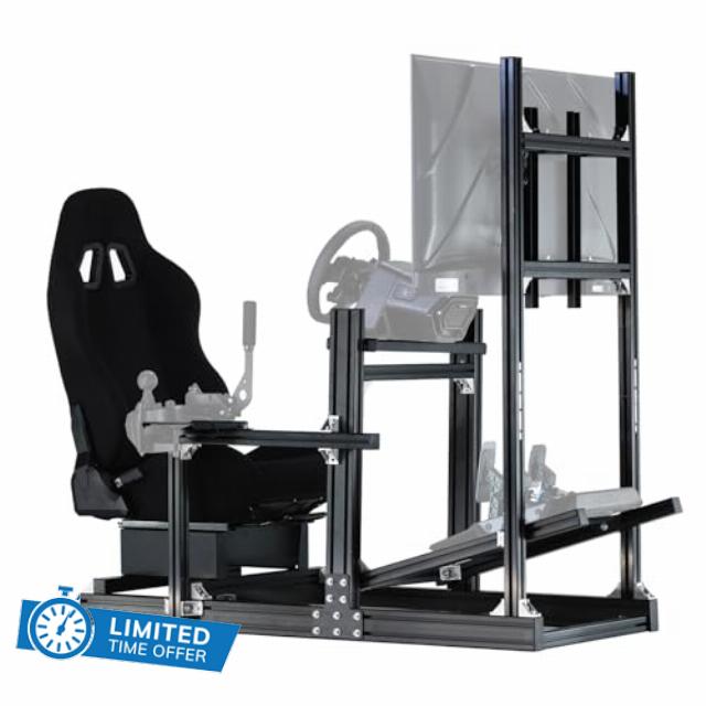 Anman Racing Simulator Cockpit Stand with Monitor Mount and Black Seat Fit for Logitech/Thrustmaster/Fanatec G29 G920 G923 T300