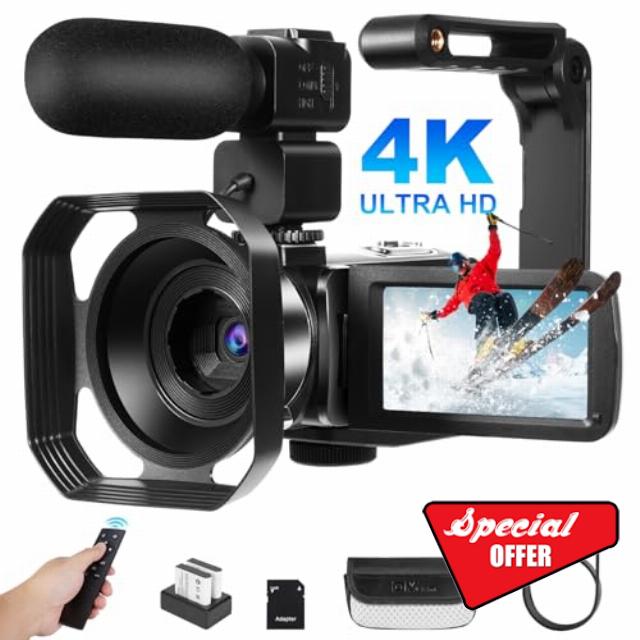 SOPPY Camcorder 4K Digital Video Camera 48MP 60FPS with WiFi IR Night Vision
