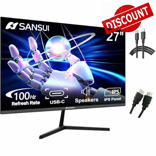SANSUI Monitor 27 Inch IPS 100Hz Computer Monitor