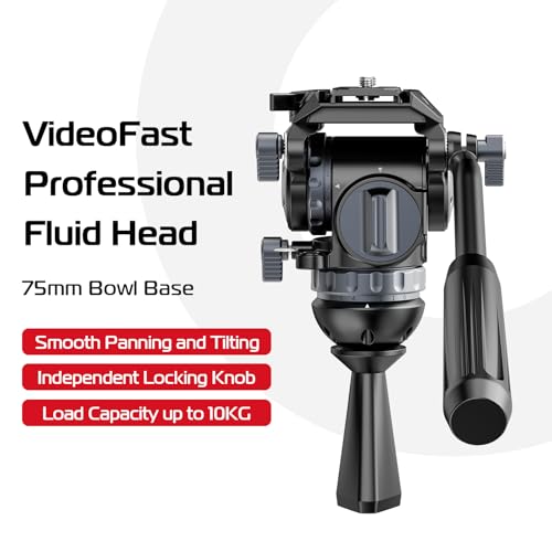 Professional Damping Video Head 6-Step 360° Pan & Tilt Damping for Camcorder