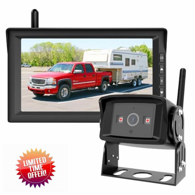 AUTO-VOX RV Backup Camera Wireless with 7" HD Split Screen Monitor Systems