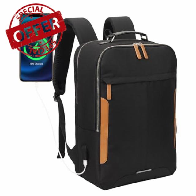 Hp hope Laptop Backpack for Men Women Work Backpack with USB Charging Port fits in 15.6 inch Waterproof Casual Backpacks for Everyday Work Travel College Commute 22L Black