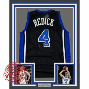 Framed Facsimile Autographed JJ J.J. Redick 35x39 Duke Black Reprint Laser Auto College Basketball Jersey