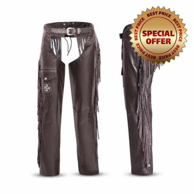 Assless Leather Chaps for Men and Women – Premium Full Grain Cowhide Western Cowboy Motorcycle Chaps – Handmade