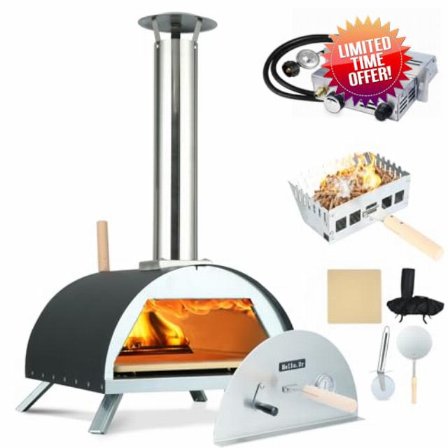 Hello. Dr 13" wood and gas pizza oven outdoor propane-propane pizza oven outdoor-Outdoor pizza oven gas-propane pizza oven outdoor with Pizza Cutter& Carry Bag