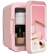 ARTETHYS Mini Fridge for Bedrooms 8L Skincare Beauty Fridge with LED Mirror Compact Car Fridge fo...