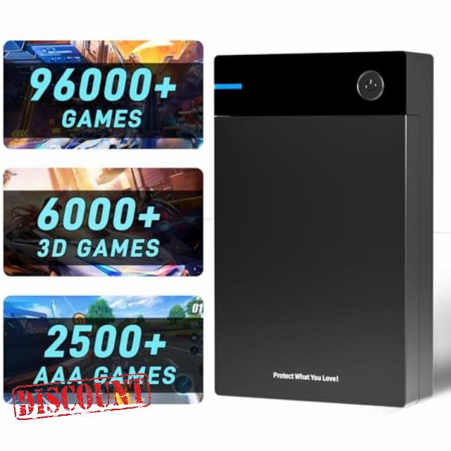 Kinhank 12TB Retro Gaming Hard Drive with 96000+ Classic Games