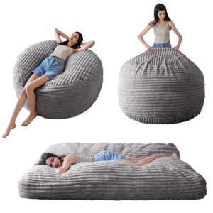 Convertible Beanbag Folds from Lazy Chair to Floor Mattress Bed