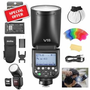 Godox V1 PRO N Flash for Nikon Camera with External Flash SU-1 2980mAh 76W Battery Flash TTL 1/8000s HSS 1.3s Recycle Time 2.4G Wireless HSS 500 Full Power Flashes (V1 PRO-N)