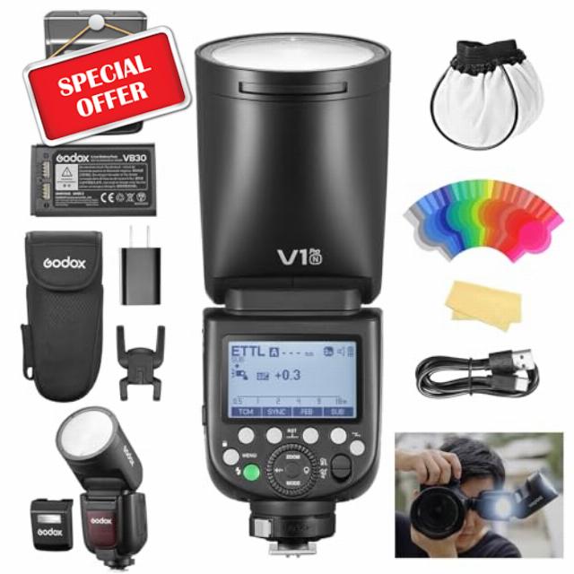 Godox V1 PRO N Flash for Nikon Camera with External Flash SU-1 2980mAh 76W Battery Flash TTL 1/8000s HSS 1.3s Recycle Time 2.4G Wireless HSS 500 Full Power Flashes (V1 PRO-N)