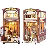 SICSHTOP Dolls house kit, Diy Book Nook Kit - Café Miniature Wooden, 3D Wooden Puzzle Coffee Hous...