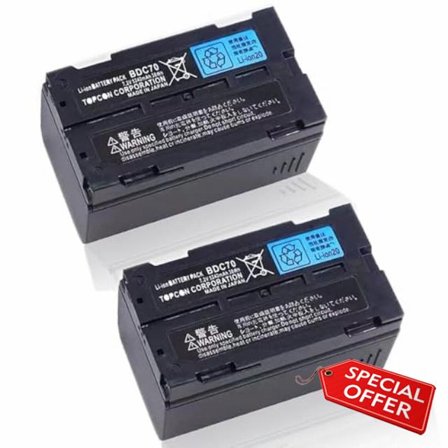 «2 Pack» 7.2V 5240mAh BDC70 Rechargeable Li-Ion Battery for Robotic Total Stations and GNSS Receivers for Top-con Sokkia Total Stations/GPS