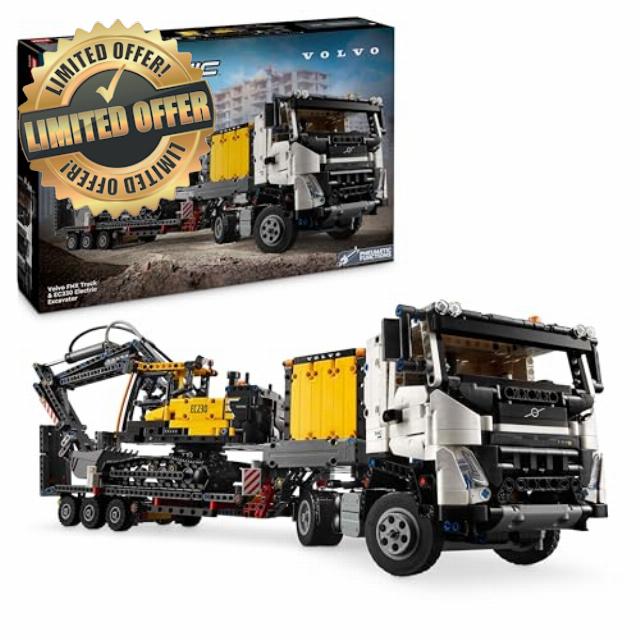 LEGO Technic Volvo FMX Truck & EC230 Electric Excavator Construction Toy for 10 Plus Year Old Boys & Girls