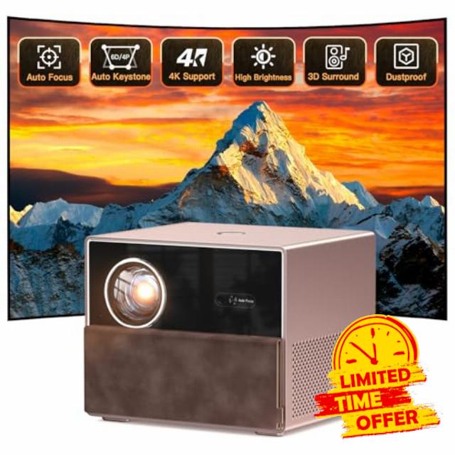 【AI Auto Focus & Keystone】XuanPad 2024 Upgraded 5G WiFi Bluetooth Projector