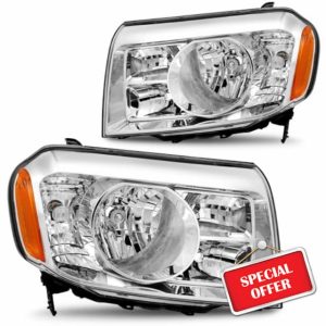 Headlights Assembly Fit For 2009-2011 Honda Pilot 2009 2010 2011 09 10 11 Honda Pilot Halogen Headlamp Left And Right Side (Chrome)