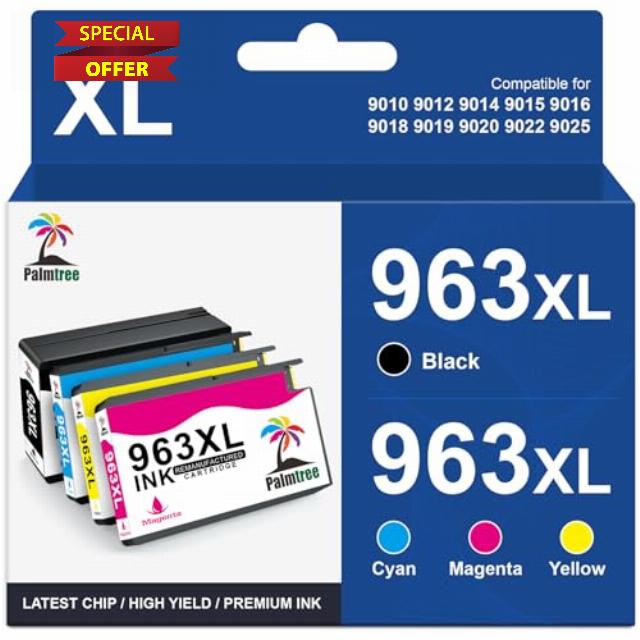 963XL Ink Cartridges Multipack 963 XL Compatible for HP 963 963XL for HP Officejet Pro 9010 Ink Cartridges 9012 9022 9025 9014 9015 9016 9018 9019 9020 963XL Black Cyan Magenta Yellow