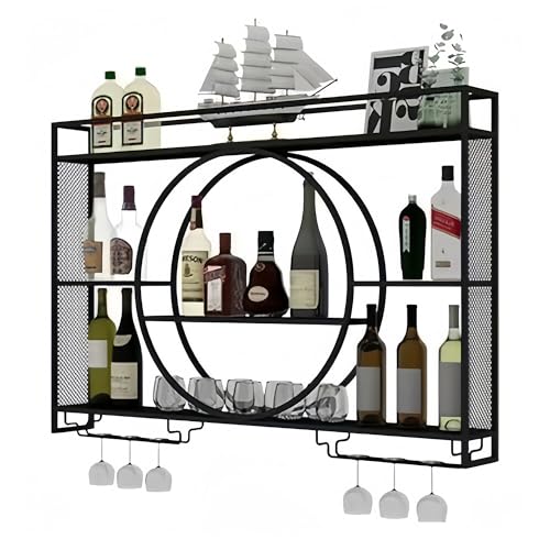 Mini Bar Shelves for Liquor Bottles with Glass Holder