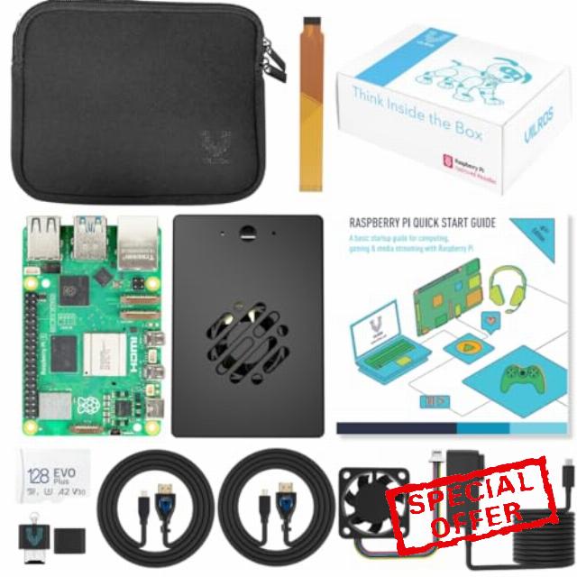 Vilros Raspberry Pi 5 Starter Kit MAX - Turbo Cooled Aluminum - (128GB Edition) - (8GB RAM)