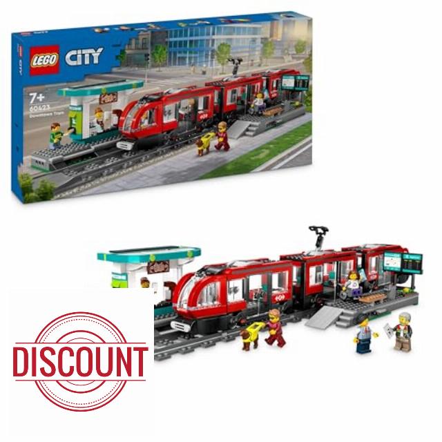 LEGO City Downtown Tram and Station Vehicle Building Toy Set for 7 Plus Year Old Kids