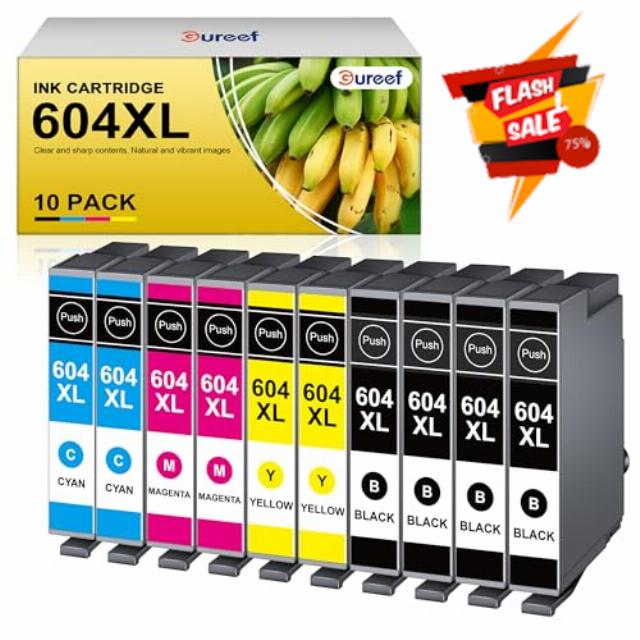 Gureef 604XL Ink Cartridges for Epson 604 604xl Ink Cartridges Multipack for Epson XP2200 Ink Cartridges Compatible with Epson XP 3200 XP 4200 XP-4205 XP 2200 XP-2205 XP-3205 WF-2935 (10 Pack)