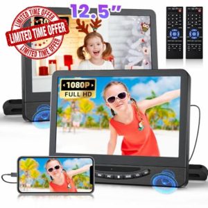 12.5" Dual Portable DVD Player for Car with 1080P HDMI Input