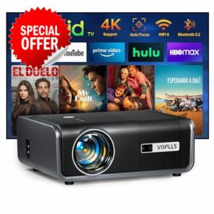 [Android TV & Auto Focus/Keystone] 4K Smart Projector with WiFi and Bluetooth