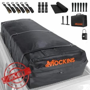Mockins XXL 50 CuFt 85"x50"x20" Waterproof Rooftop Cargo Carrier Bag |Soft-Shell Car Roof Bag Cargo Carrier for Top of Vehicle |Strong Vinyl Roof Top Bag Car Overhead Storage | Car Roof Cargo Carrier