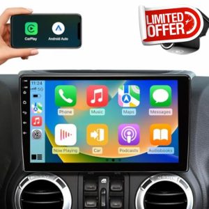 10.2 Inch Car Radio Stereo Upgrade Replacement for Jeep Wrangler JK Compass Grand Cherokee Dodge Ram with Wireless CarPlay/Android Auto/Touch Screen/Android12/GPS Navigation/HD Backup Camera