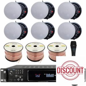 Vaiyer Home Theater System Kit - 7.2 Channel 4500 Watts Bluetooth Amplifier w/ 6 QTY of 6.5" Frameless Ceiling Speakers 200W Each
