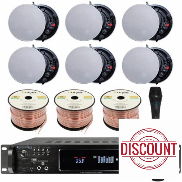 Vaiyer Home Theater System Kit - 7.2 Channel 4500 Watts Bluetooth Amplifier w/ 6 QTY of 6.5" Frameless Ceiling Speakers 200W Each