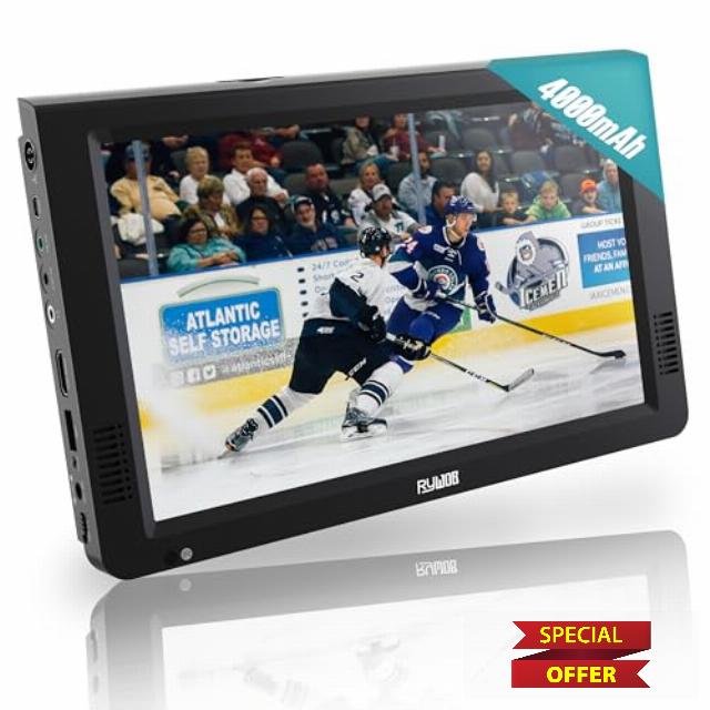10" Portable TV with Antenna Mini TV LCD Monitor Battery Powered TV ATSC Media Player(HDMI