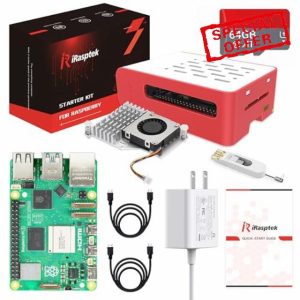 Starter Kit for Raspberry Pi 5 RAM 8GB - Pre-Loaded with 64GB Edition The of OS-Bookworm（Red&White Case）