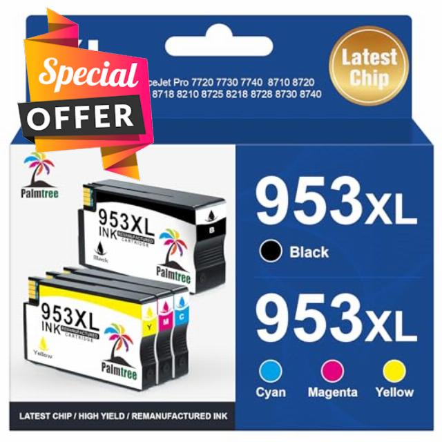 Palmtree 953XL 953 XL Remanufactured for HP 953xl Ink Cartridges Multipack for HP Officejet Pro 7720 Ink Cartridges 7740