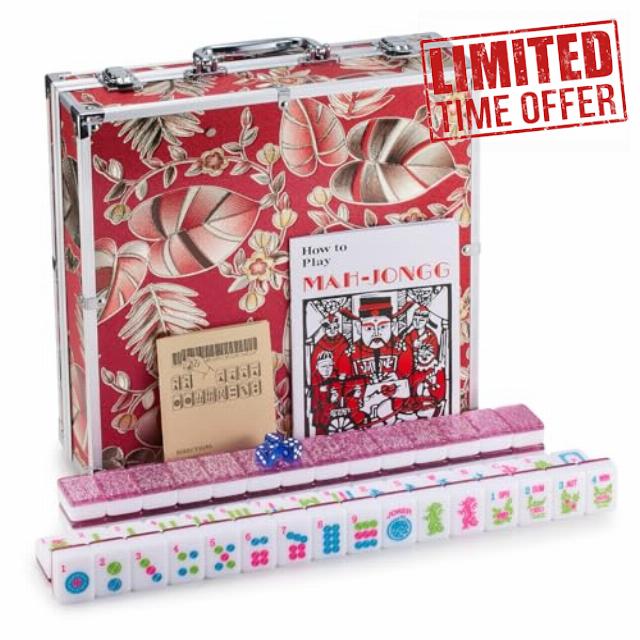 American Mahjong Set Large 174 Acrylic Mahjong Set Pink 1.6 "Large American Mahjong Game Set and a Mahjong Gift Box