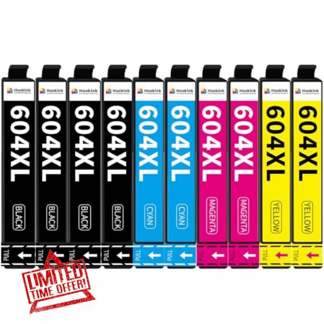 10-Pack 604XL Ink Cartridges Multipack Compatible with Epson 604XL Ink for Expression Home XP 2200 XP 2205 XP 3200 XP 3205 XP 4200 XP 4205 Workforce WF-2910DWF WF-2930DWF WF-2935DWF WF-2950DWF