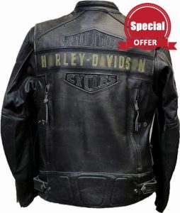 Men's Original Black Passing Link Motorcycle Cowhide Distressed Leather Jacket with Dual Vents | Black Leather Biker Jacket