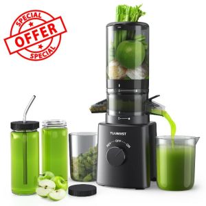 Cold Press Juicer with 8 Juice Bottles - Masticating Juicer Machines for Fruits and Veggies