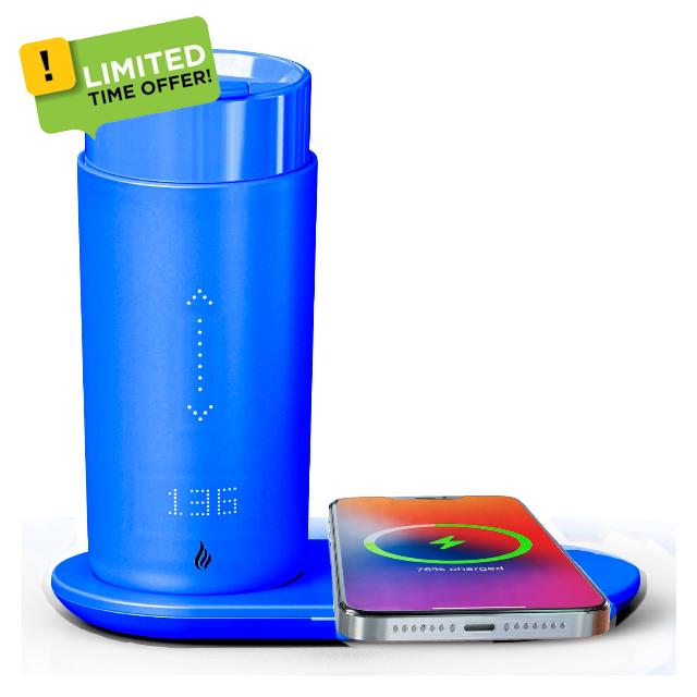 Temperature Control Heated Coffee Mug Smart Self Heating Travel Mug 12 Oz App Controlled Warmer Mug 4-10 Hour LED Display Keep Coffee Hot All Day Fast Wireless Charger Base Scarlet