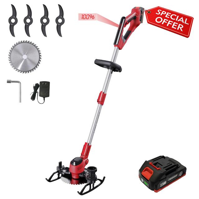 Cordless Weed Wacker & Edger & Lawn Mower with 2.5Ah Battery