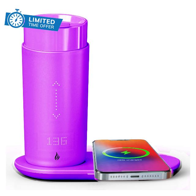 Temperature Control Heated Coffee Mug Smart Self Heating Travel Mug 12 Oz App Controlled Warmer Mug 4-10 Hour LED Display Keep Coffee Hot All Day Fast Wireless Charger Base Emerald