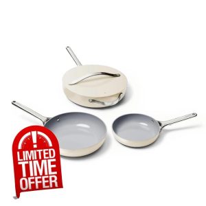 Caraway Fry Pan Trio - Non-Stick Frying Pans (10.5” & 8”) & Non-Stick Saute Pan - Non Toxic