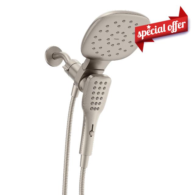 Moen Verso Eco-Performance Infiniti Dial Square Standard Shower Head With Detachable Hand Shower Combo