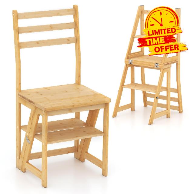 COSTWAY Folding Ladder Chair
