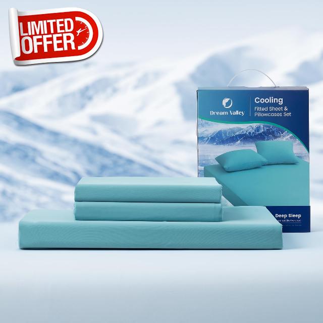 Dream Valley® King Size Cooling Fitted Sheet with 2 Pillowcases