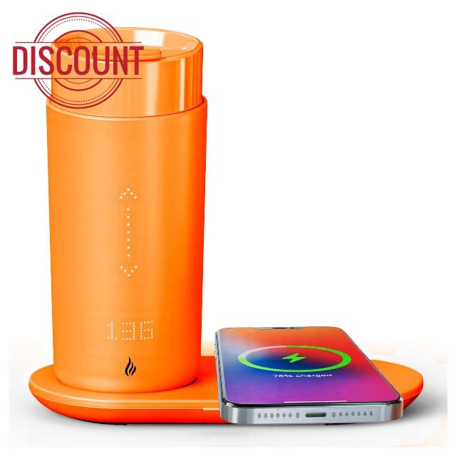 Temperature Control Heated Coffee Mug Smart Self Heating Travel Mug 12 Oz App Controlled Warmer Mug 4-10 Hour LED Display Keep Coffee Hot All Day Fast Wireless Charger Base Maize