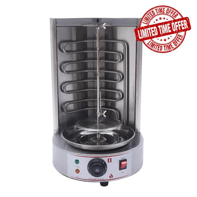 Electric Vertical Broiler Shawarma Machine Stainless Steel Rotating Broiler Grill 1.6kW Kebab Gyro Rotisserie Oven 110V Suitable for Kebabs