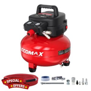 Air Compressor 6 Gallon Pancake Portable Oil-free Tank 150 PSI with 10 PCS Air Compressor Accessories Kit