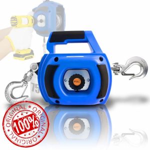 Drill Winch 750 LB Capacity with 40 Foot Alloy Wire Rope Portable Drill Winch for Lifting & Dragging