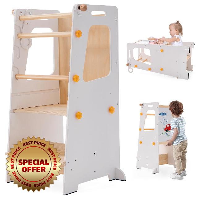 Toddler Tower-Kids Kitchen Stool Helper with Safety Rail