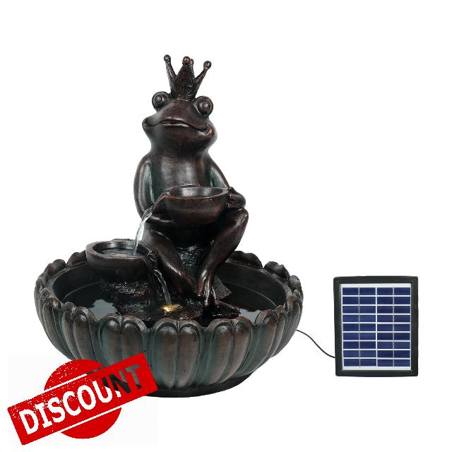 Ferrisland Solar Water Fountain Outdoor Garden Feature Frog Prince